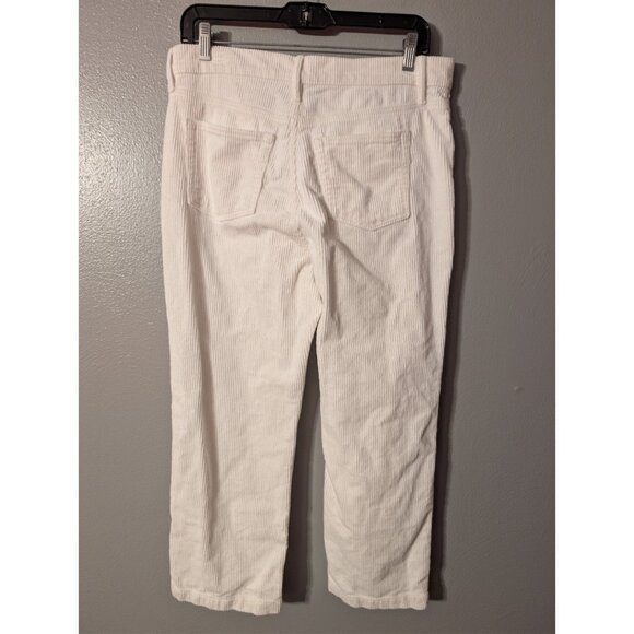 LOFT Women’s White Corduroy Pants Size 10P Cropped Straight Stretch - Picture 3 of 5